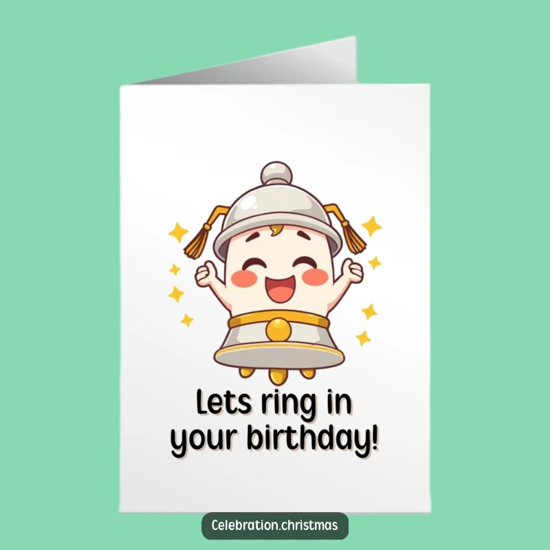 Free Printable Bell Birthday Card: Merry Ringing Downloadable Gift