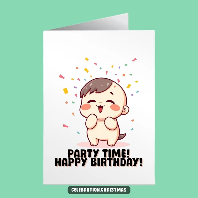 Funny Free Printable Birthday Card: Kawaii Confetti Celebration - Downloadable Gift