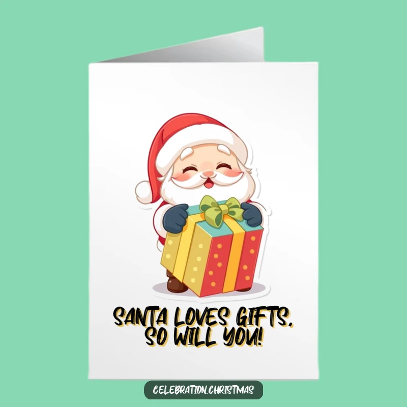 Free Printable Birthday Card: Joyful Santa & Gift for a Whimsical Downloadable Gift