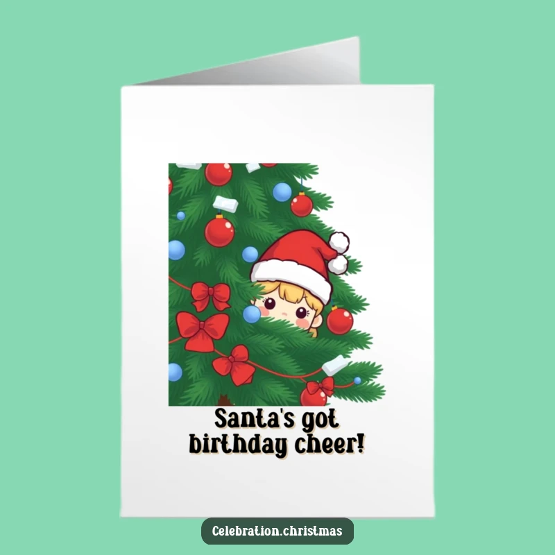 Free Printable Funny Santa Hat Birthday Card - Hilarious Peek-a-Boo Downloadable Gift