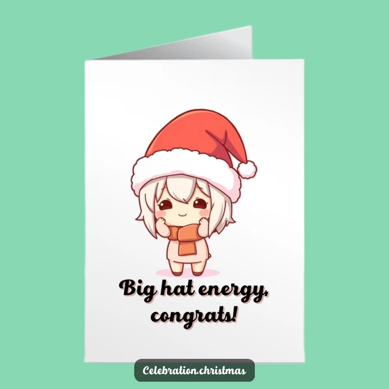 Free Printable Congrats Card: Funny Kawaii Hat Moment, Downloadable Gift for Success