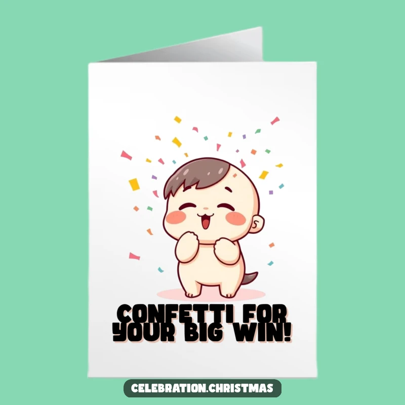 Free Printable Kawaii Congrats Card: Confetti Blast - Downloadable Celebration