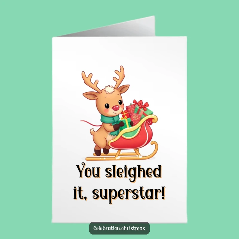 Congrats Free Printable Reindeer Card: Gift Sleigh, Funny Downloadable Celebration!