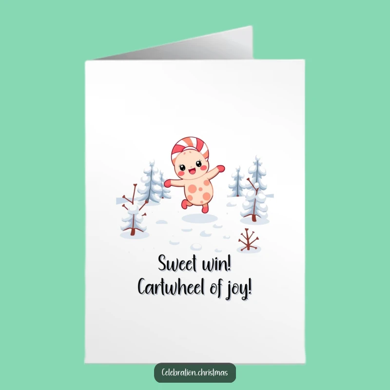 Free Printable Candy Cane Congrats Card: Funny Cartwheel