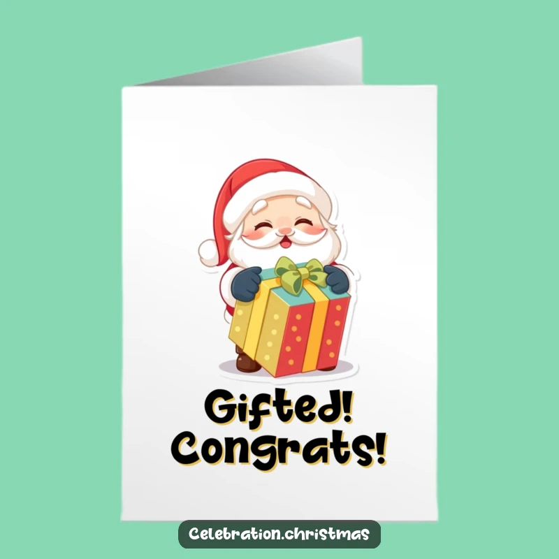 Free Printable Congrats Card: Santa's Joyful Gift for a Merry Downloadable Gift