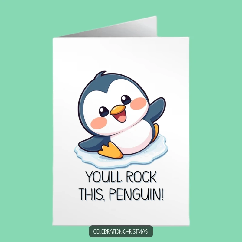 Free Printable Congrats Card: Slipping Penguin - Funny Downloadable Celebration