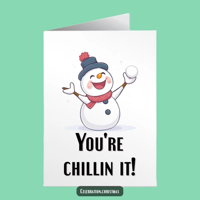 Free Printable Congrats Card: Snowman Snowball Victory, Humorous Downloadable Gift Idea