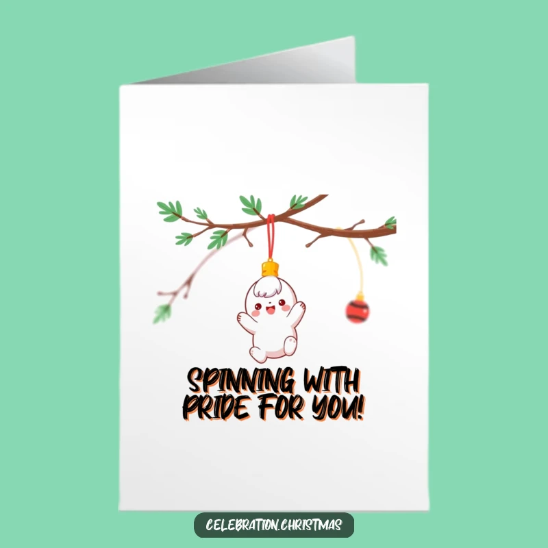 Free Printable Ornament Congrats Card: Spinning Character Downloadable Gift