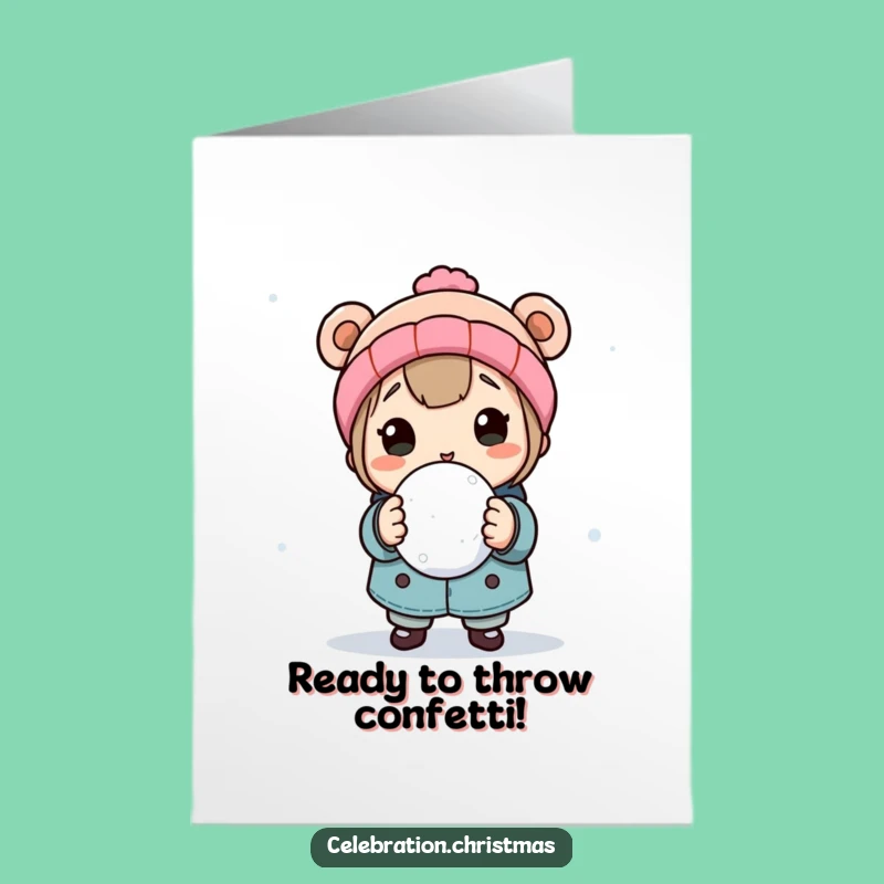 Free Printable Snowball Congrats Card: Playful Throw for Celebrating Success