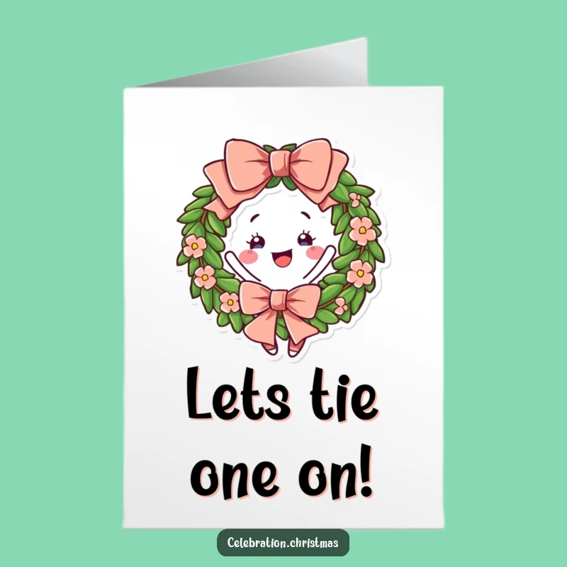 Free Printable Wreath Congrats Card: Twirling Bow Downloadable