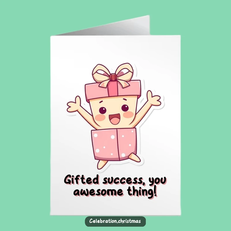 Free Printable Congrats Card: Jumping Gift Box Excitement Funny Downloadable Gift!