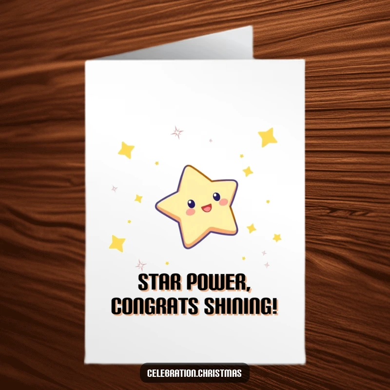 Funny Free Printable Congratulations Card: A twinkling star character making a triumphant, celebratory dive through the sky.