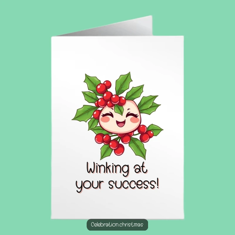 Free Printable Congrats Card: Winking Holly, Funny Downloadable Gift