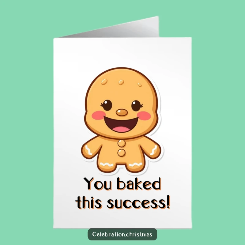 Free Printable Gingerbread Man Congrats Card: Funny Cookie Grin Downloadable