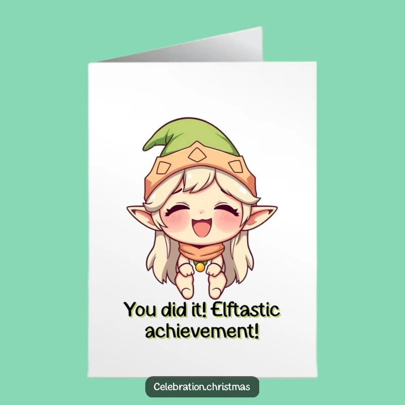 Free Printable Elf Congratulations Card: Giggling Character Downloadable Gift