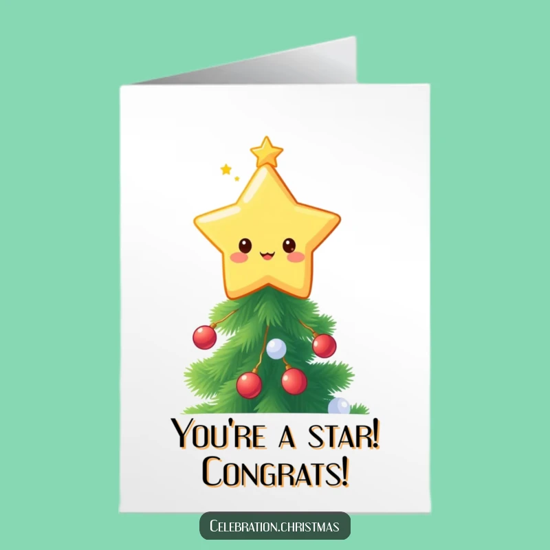 Kawaii Star Topper Congrats Card: Free Printable Twinkling Celebration - DIY Downloadable
