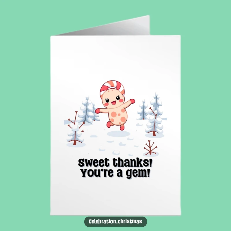 Free Printable Candy Cane Thank You Card: Funny Cartwheel