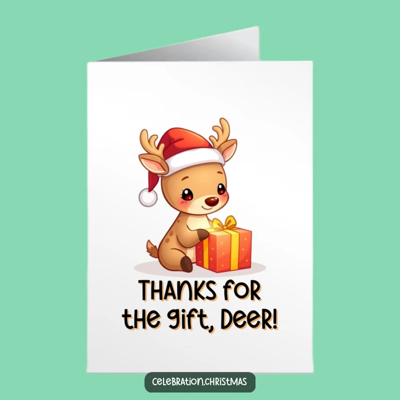 Free Printable Deer Thank You Card: Santa Deer Downloadable Gift