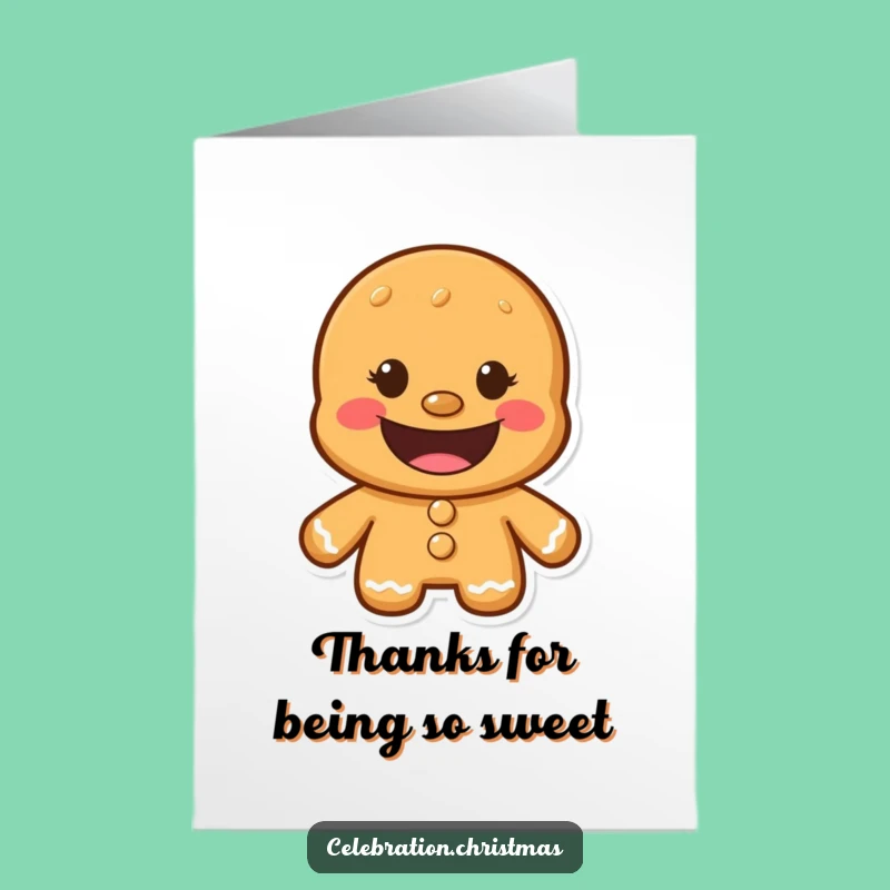 Free Printable Gingerbread Man Thank You Card: Funny Grin Downloadable