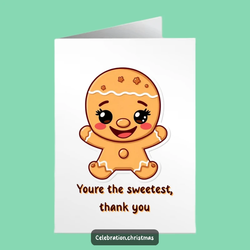 Free Printable Gingerbread Man Thank You Card: Wide Grin, Downloadable Funny Gratitude