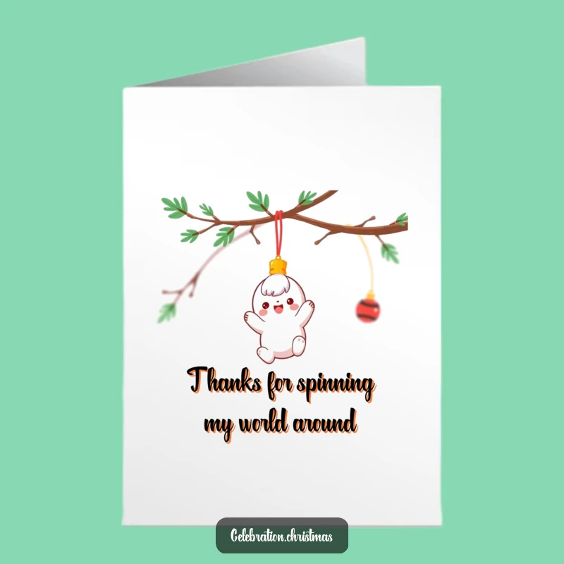 Free Printable Ornament Thank You Card: Spinning Character Downloadable Gift