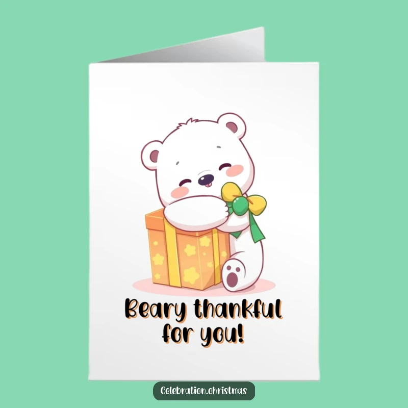 Free Printable Polar Bear Thank You Card: Funny Hug