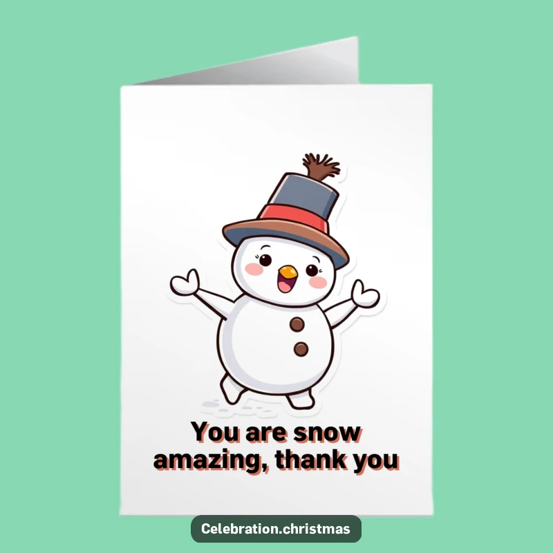 Free Printable Snowman Thank You Card: Funny Waddle Downloadable