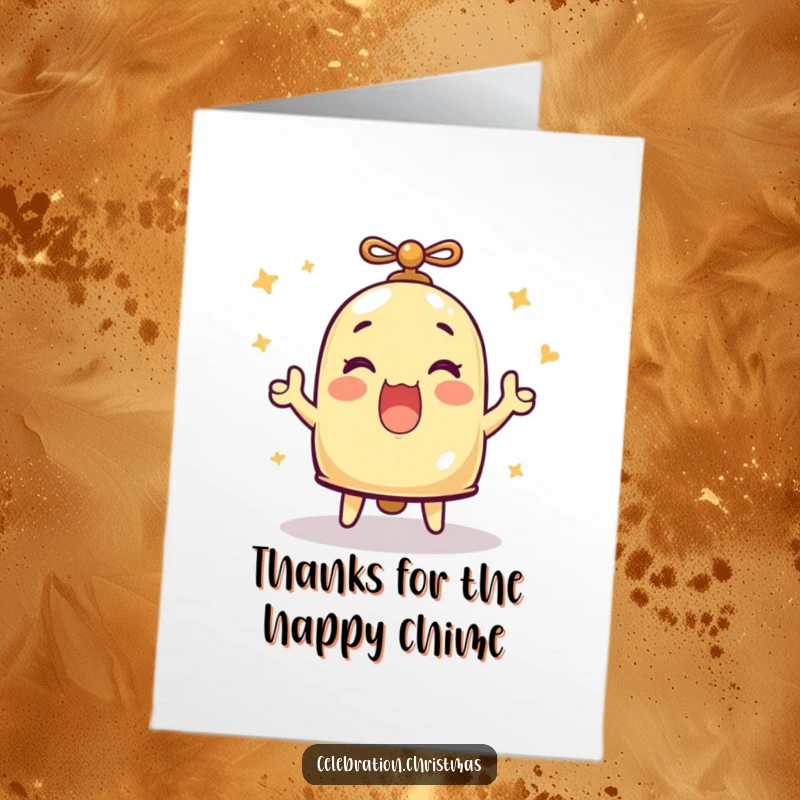 Funny Free Printable Thank You Bell Card: A bell joyfully ringing, conveying thanks with enthusiastic merriment. A downloadable appreciation card.