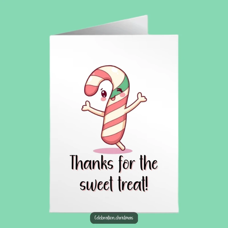 Free Printable Thank You Card: Dancing Candy Cane, Funny Downloadable Gift
