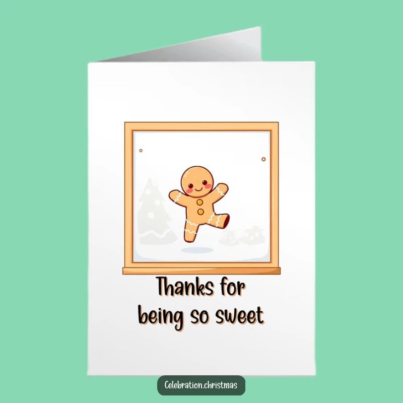Free Printable Thank You Card: Dancing Gingerbread - Sweet Thankful Downloadable