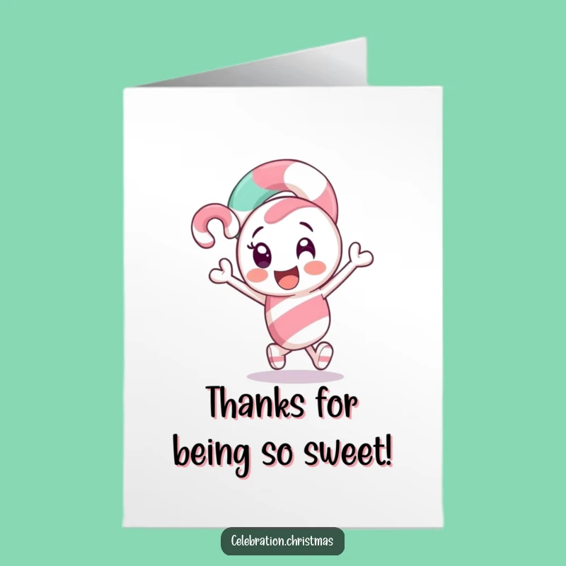 Free Printable Thank You Card: Energetic Candy Cane, Funny Downloadable Gift
