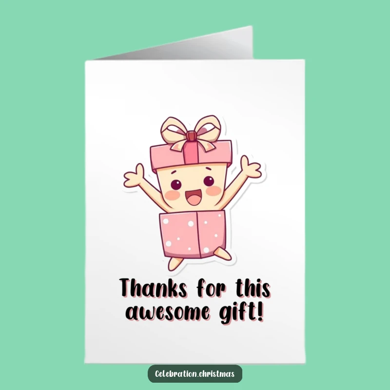 Free Printable Thank You Card: Excited Gift Box Jump Funny Downloadable Gift!