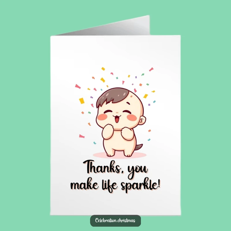 Free Printable Thank You Card: Kawaii Confetti Pop - Instant Download
