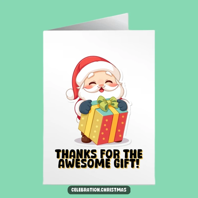 Free Printable Thank You Card: Santa's Gift Opening for a Grateful Downloadable Gift