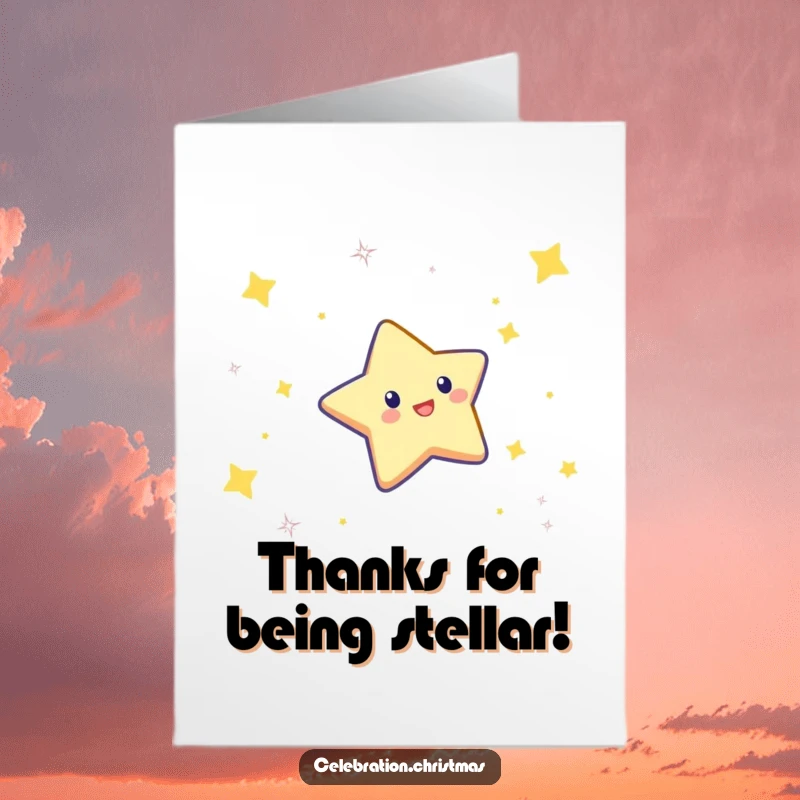 Funny Free Printable Thank You Card: A twinkling star character completing a graceful, celebratory dive through the air.