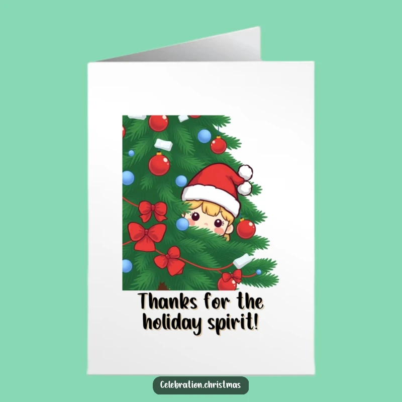 Free Printable Funny Santa Hat Thank You Card - Whimsical Peek-a-Boo Downloadable