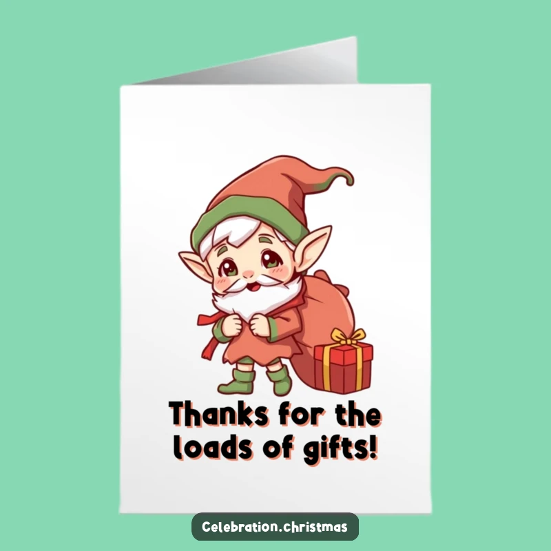 Free Printable Thank You Card: Elf's Gift Sack - Funny Downloadable