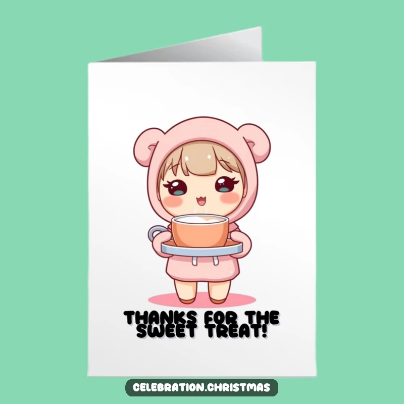 Free Printable Kawaii Cocoa Thank You Card - Cute Character Downloadable Gift