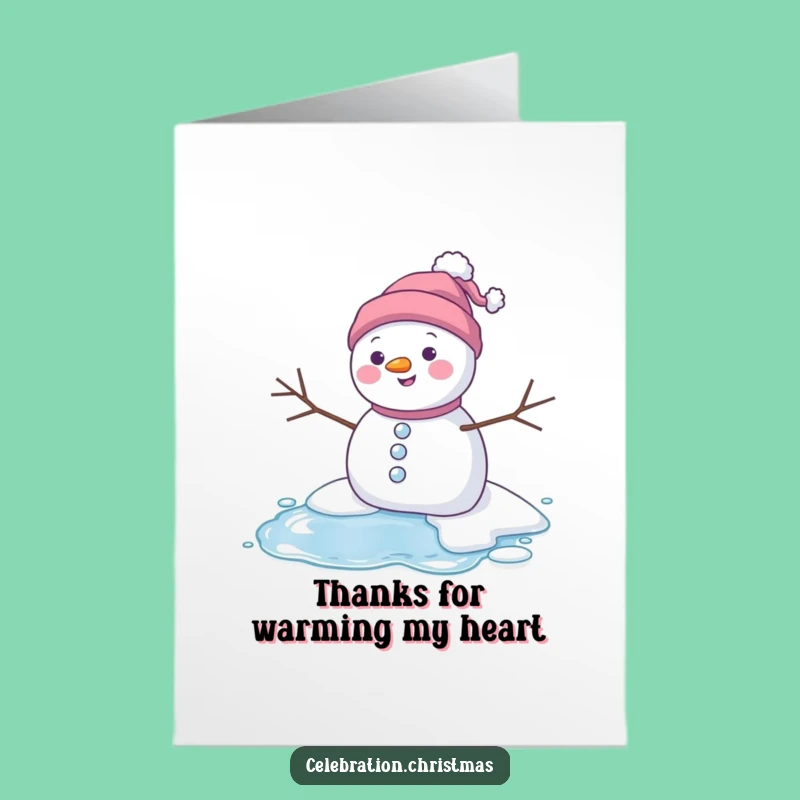 Free Printable Thank You Card: Melting Snowman Funny Downloadable Appreciation