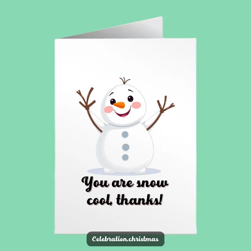 Free Printable Snowman Thank You Card: Funny Twig Arm Wave Art