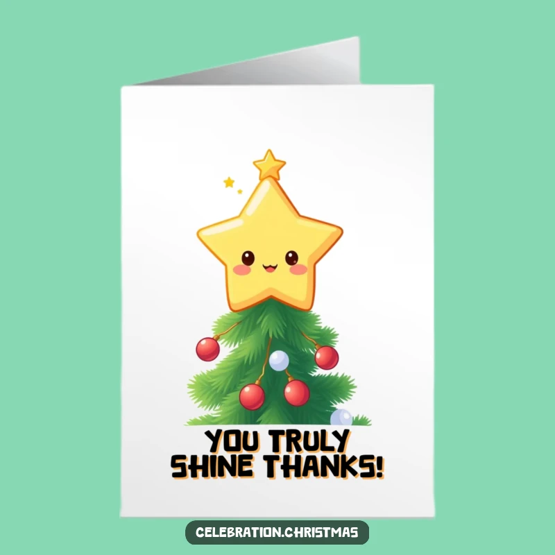 Kawaii Star Topper Thank You Card: Free Printable Twinkling Thanks - Funny Downloadable