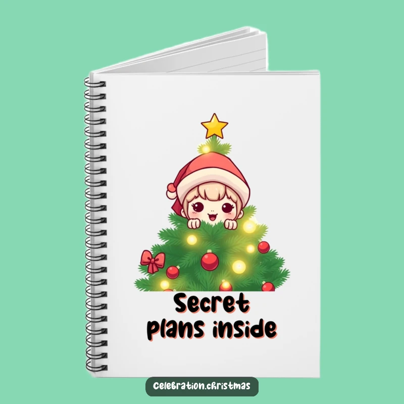 Funny Kawaii Christmas Tree Peek Notebook: Jot Down Holiday Ideas & Jokes
