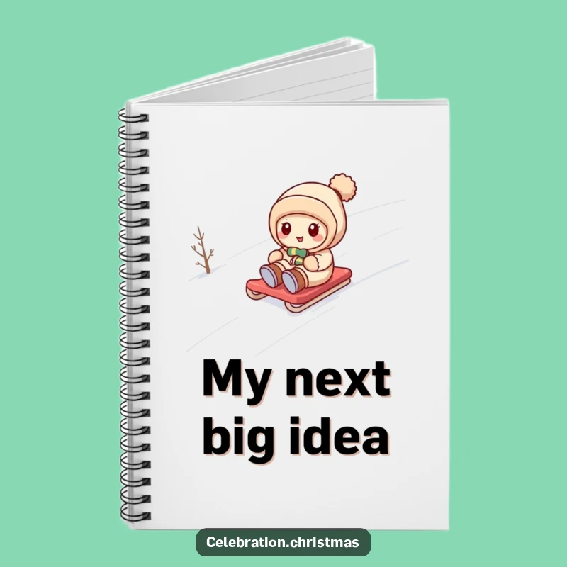 Funny Kawaii Snow Sledding Notebook: Jot Down Winter Adventures & Ideas