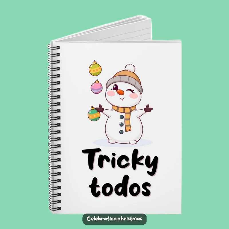 Funny Kawaii Snowman Juggling Ornaments Notebook - Jot Down Laughs