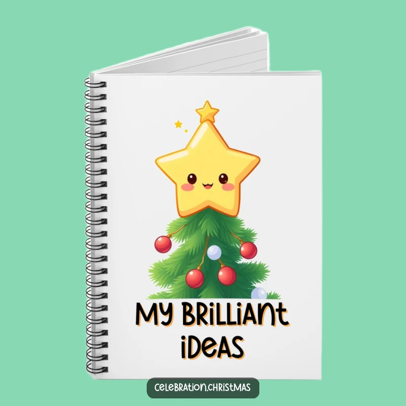 Funny Kawaii Star Topper Notebook - Twinkling Festive Note Gift