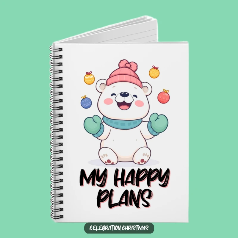 Funny Polar Bear Juggling Notebook, Holiday Notes, Humorous Gift