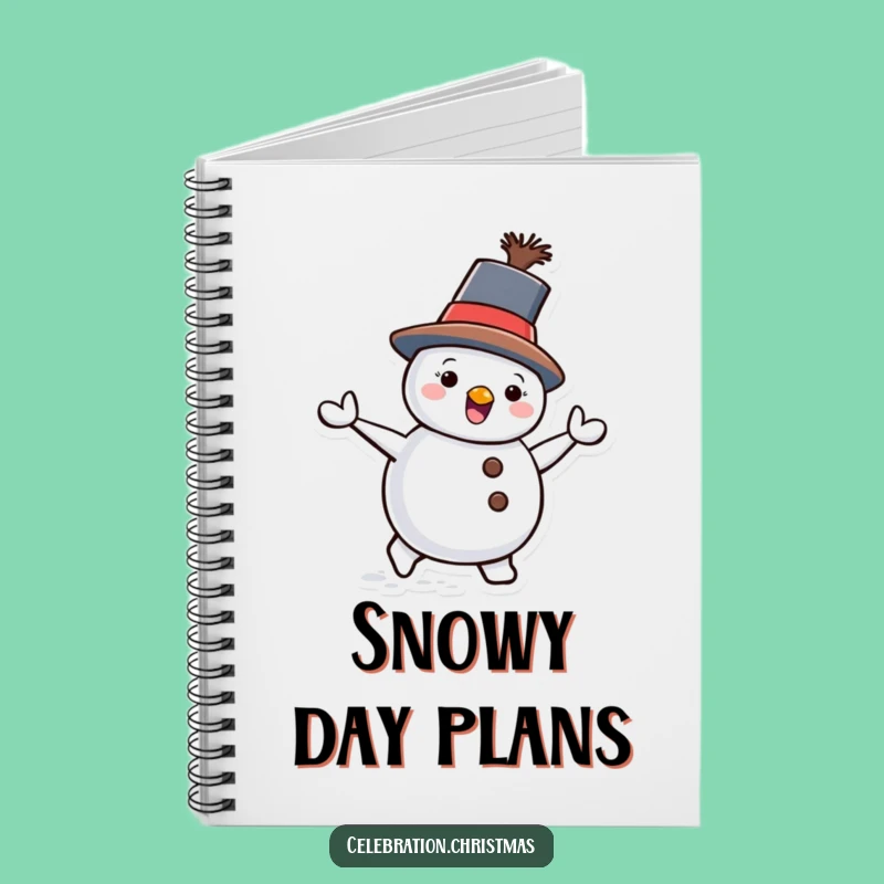 Funny Snowman Waddling Notebook - Journal Tilted Hat Character Stationery