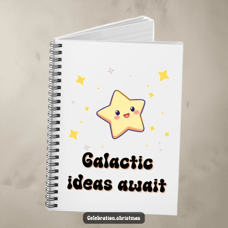 Funny notebook featuring a twinkling star character doing a celebratory dive, ideal for notes and journaling.
