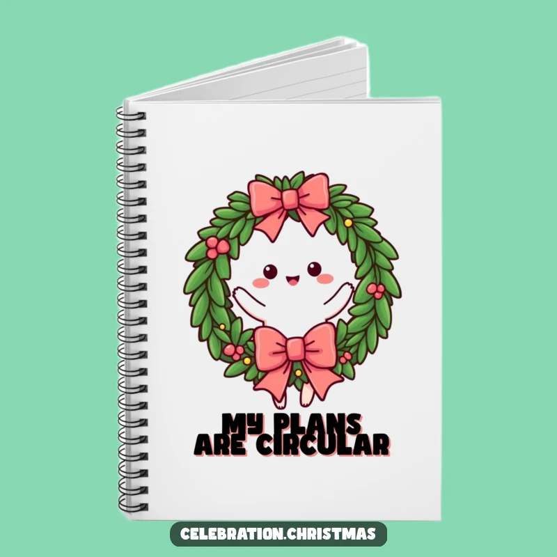 Funny Wreath Twirling Bow Notebook - Jot Down Festive Ideas Gift