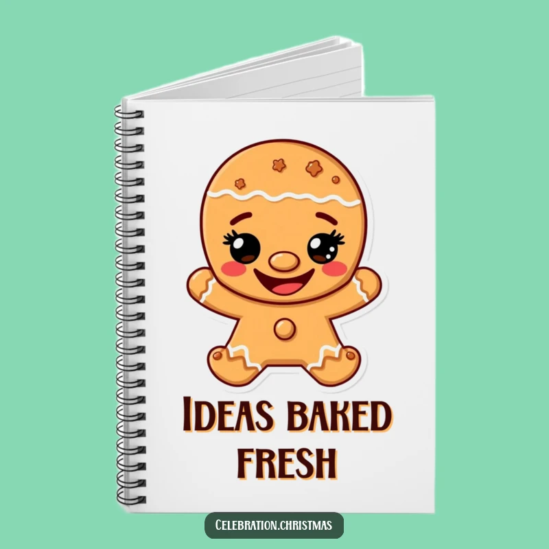 Funny Gingerbread Man Grin Notebook - Cheerful Cookie Character Journal